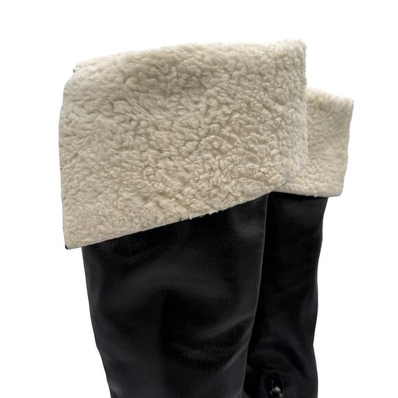 Zara Black Leather Knee High Boots with Shearling NWOT Size 40 / 9 - Picture 3 of 10